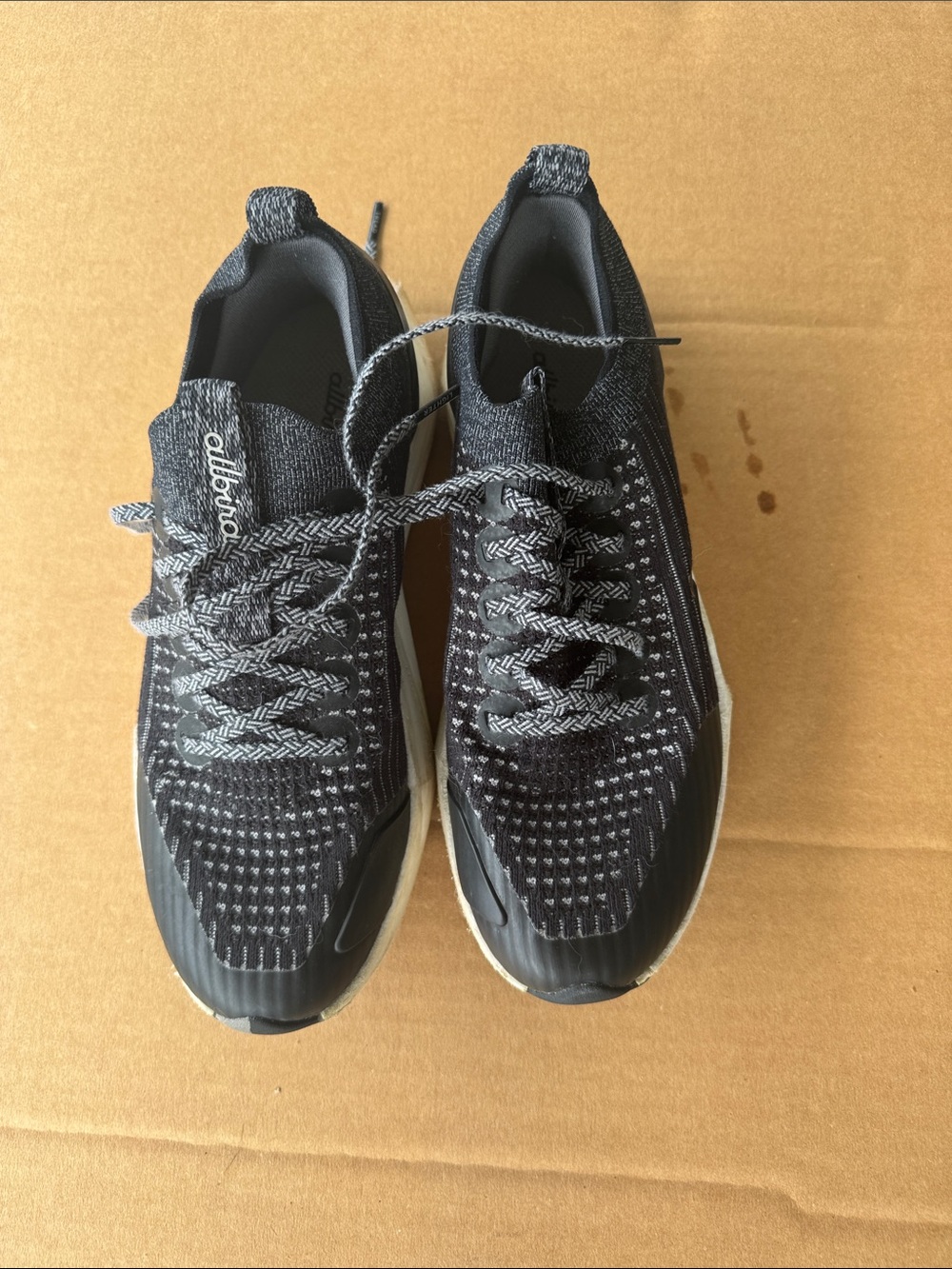 allbirds Black Knit Athletic Shoes with White Accents